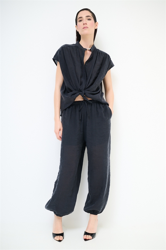 PANTALONE BALLOON CON FODERA IN COTONE NERO