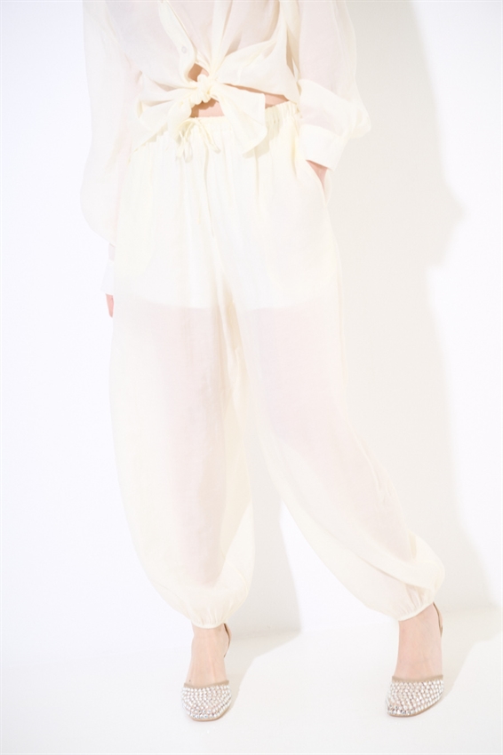 PANTALONE BALLOON CON FODERA IN COTONE BURRO