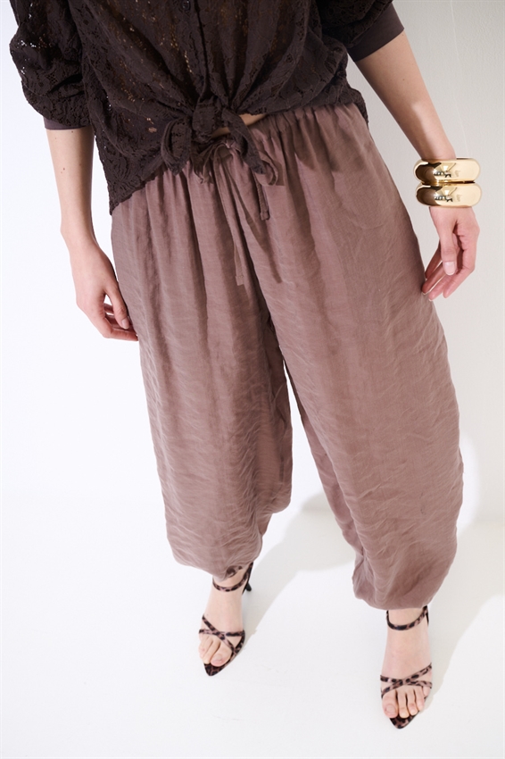 PANTALONE BALLOON CON FODERA IN COTONE MORO