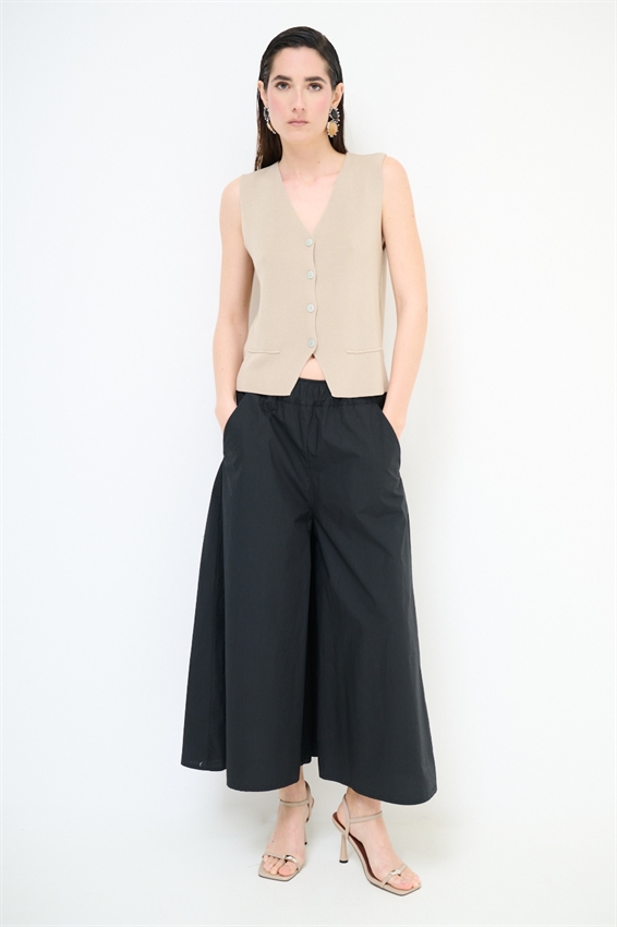 PANTAGONNA CON ELASTICO IN TELA NERO