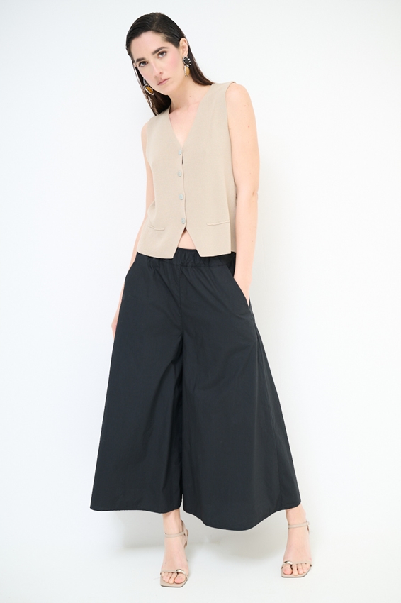 PANTAGONNA CON ELASTICO IN TELA NERO