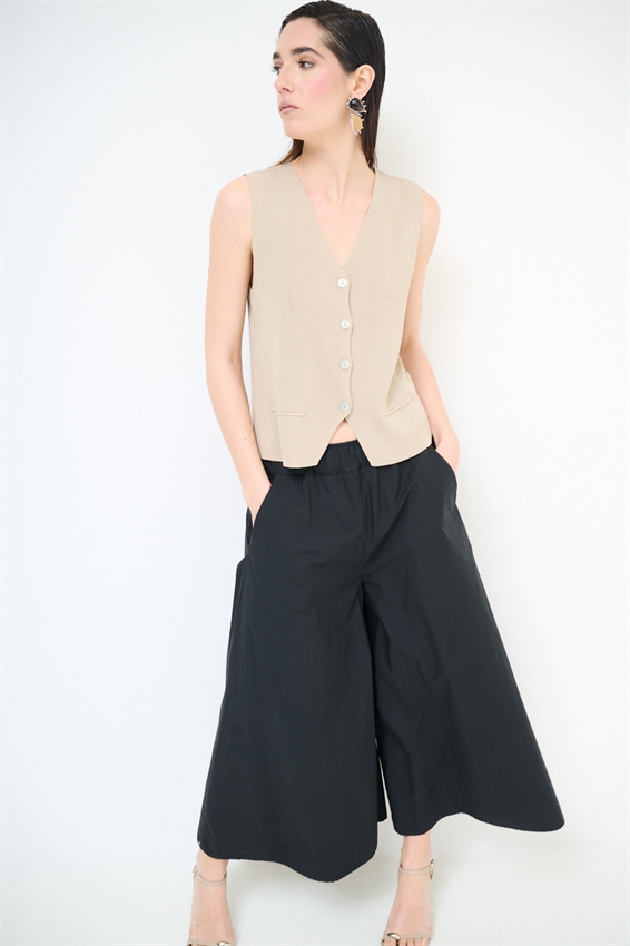 PANTAGONNA CON ELASTICO IN TELA NERO