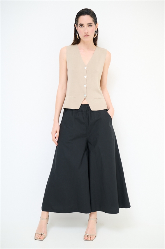 PANTAGONNA CON ELASTICO IN TELA NERO