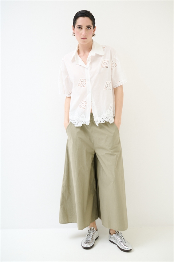 PANTAGONNA CON ELASTICO IN TELA VERDE MILITARE