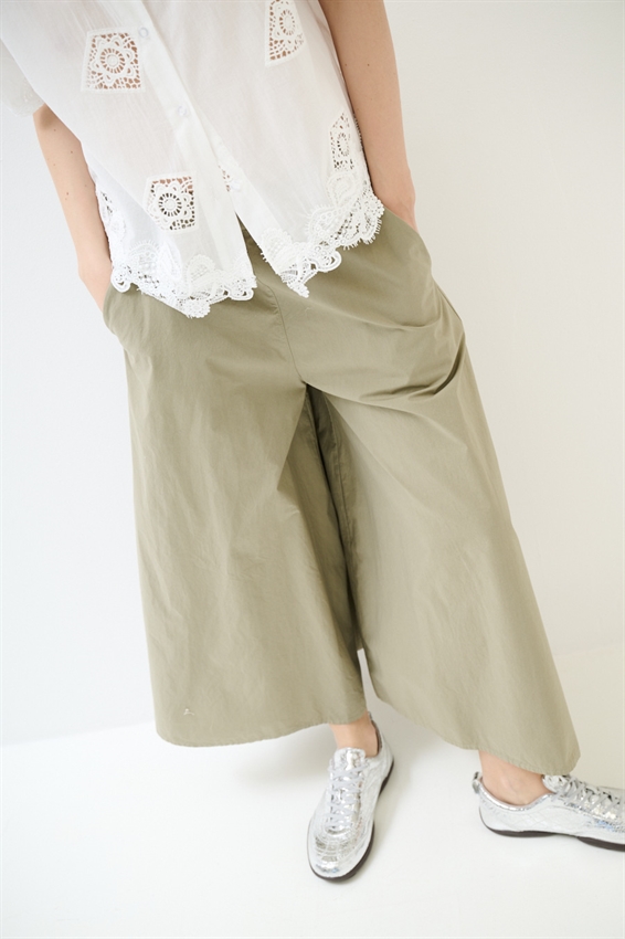 PANTAGONNA CON ELASTICO IN TELA VERDE MILITARE