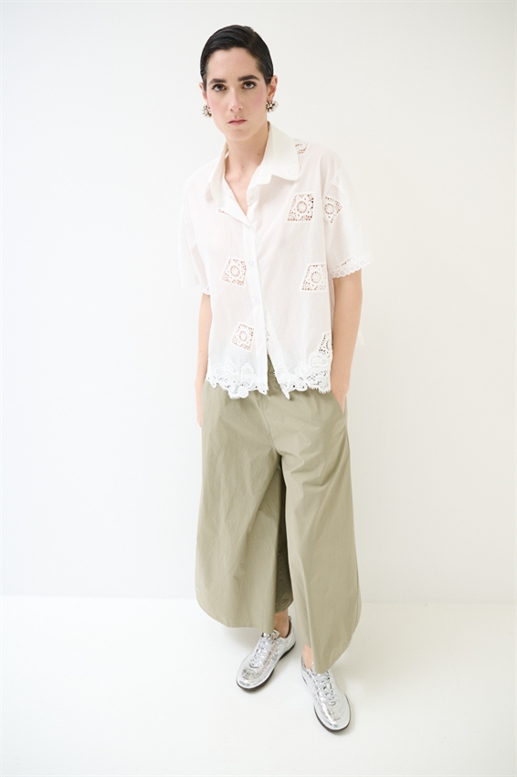 PANTAGONNA CON ELASTICO IN TELA VERDE MILITARE