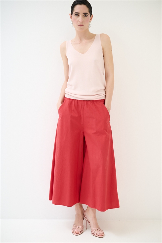 PANTAGONNA CON ELASTICO IN TELA ROSSO