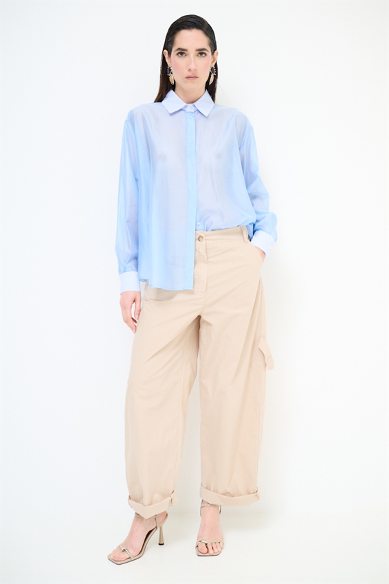 PANTALONE IN TELA CON TASCONI DIETRO E LACCIO