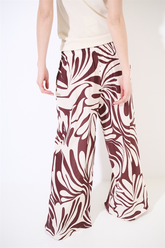 PANTALONE AMPIO CON ELASTICO A FANTASIA MORO