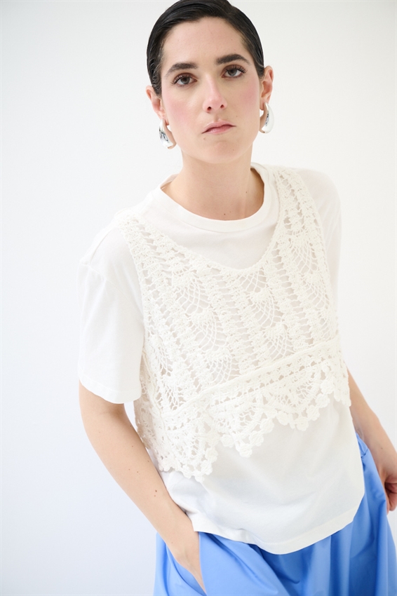 T-SHIRT OVER CON TOP MACRAME PANNA