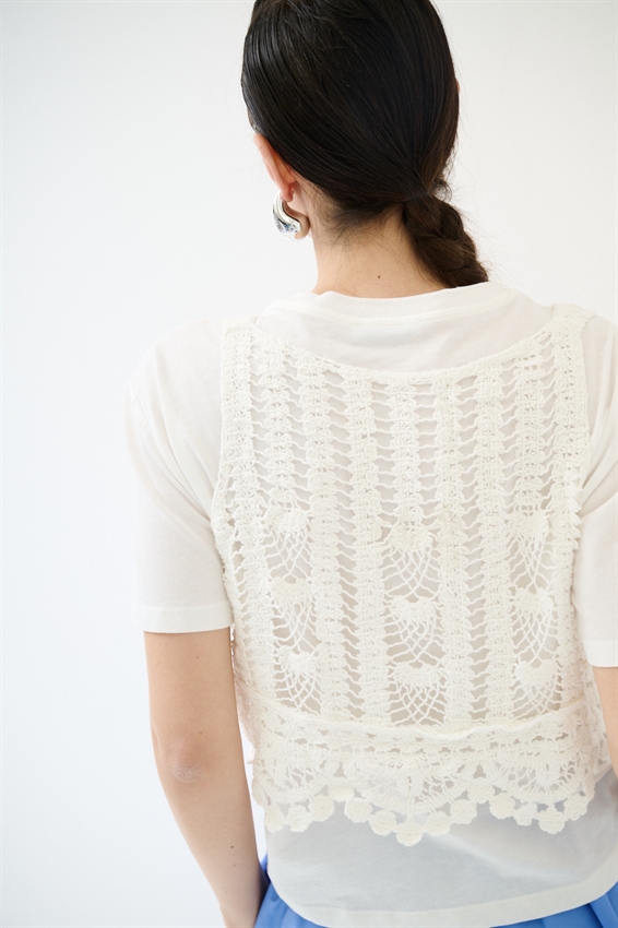 T-SHIRT OVER CON TOP MACRAME PANNA