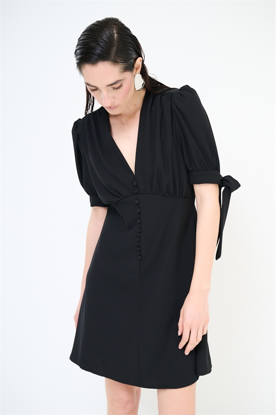 ABITO CORTO CON BOTTONI FODERATI NERO