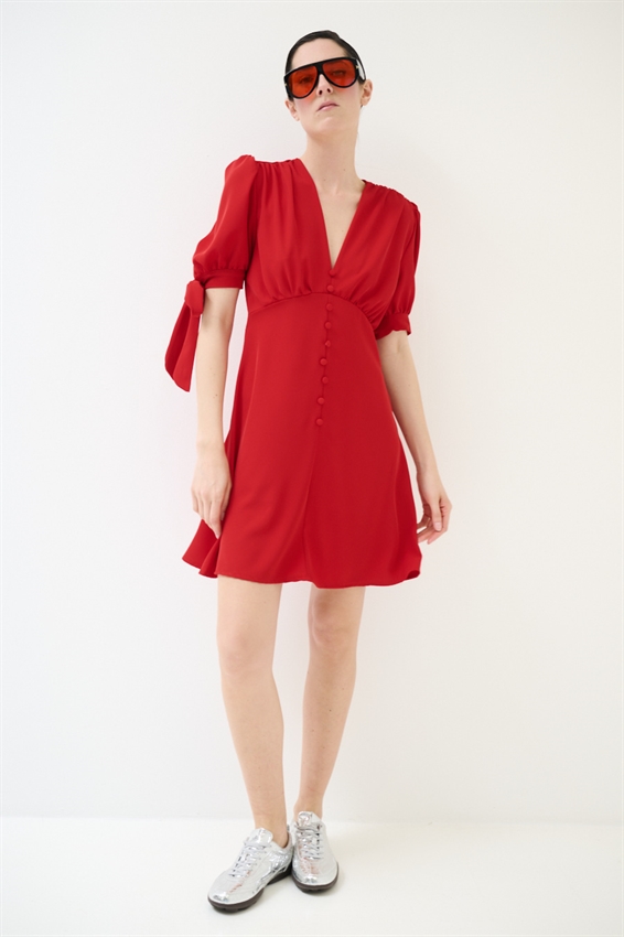 ABITO CORTO CON BOTTONI FODERATI ROSSO