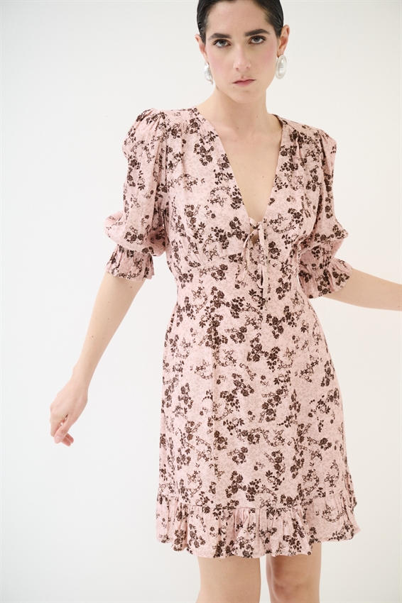 ABITO CORTO CON STAMPA E FIOCCO CONFETTO