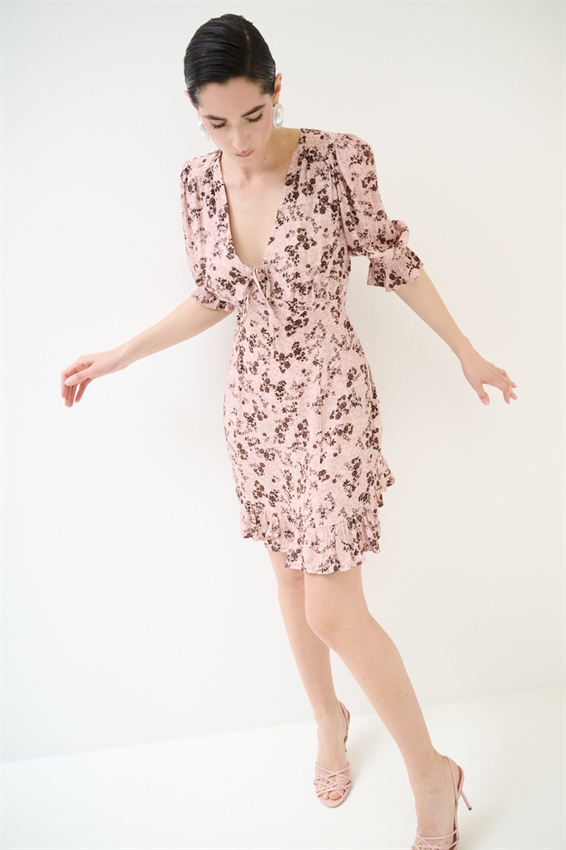 ABITO CORTO CON STAMPA E FIOCCO CONFETTO