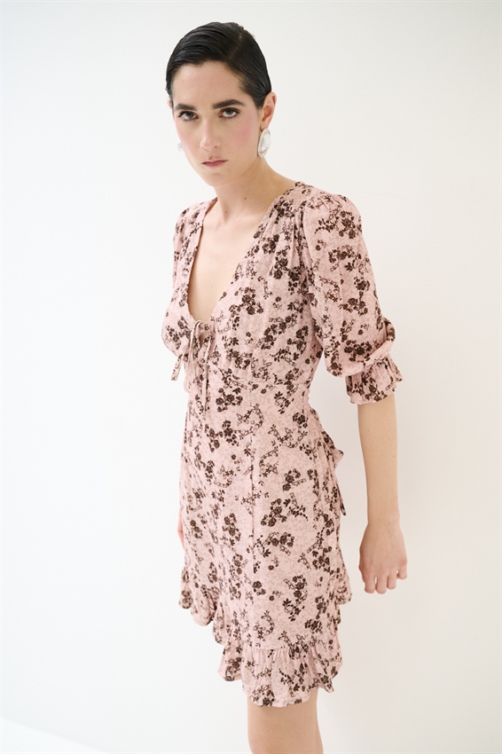 ABITO CORTO CON STAMPA E FIOCCO CONFETTO