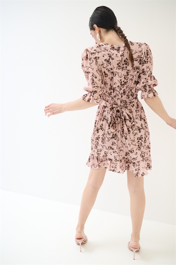 ABITO CORTO CON STAMPA E FIOCCO CONFETTO