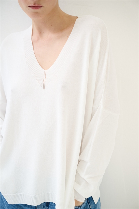 MAGLIA OVER SCOLLO V PROFONDO BIANCO