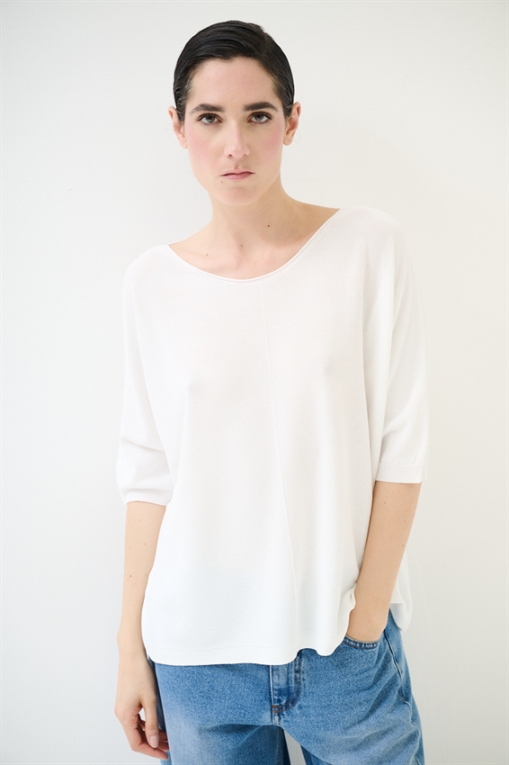 MAGLIA OVER CON MANICA PIPISTRELLO E RIGA DAV. BIANCO