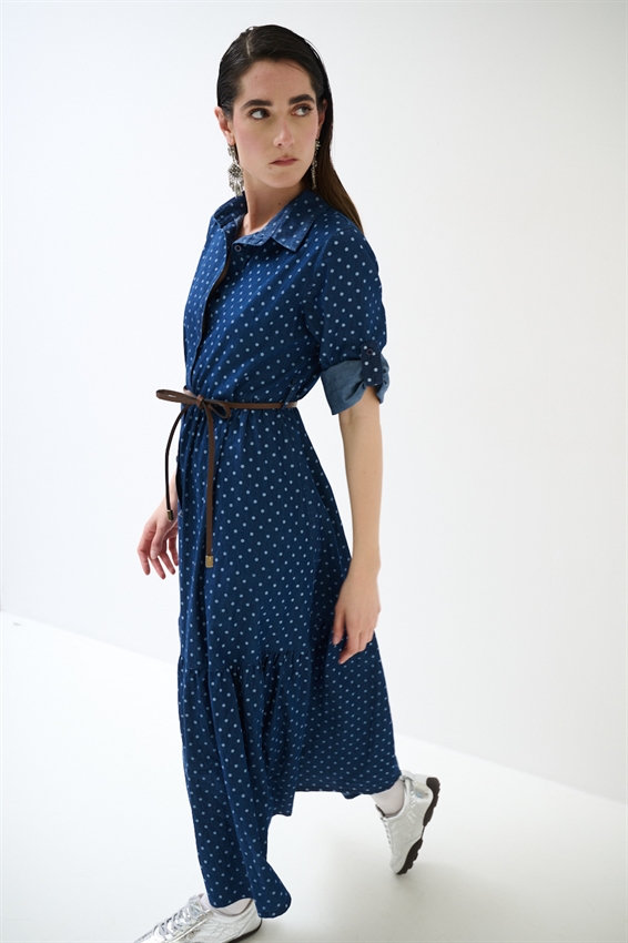 ABITO CHEMISIER A POIS CON MEZZA MANICA