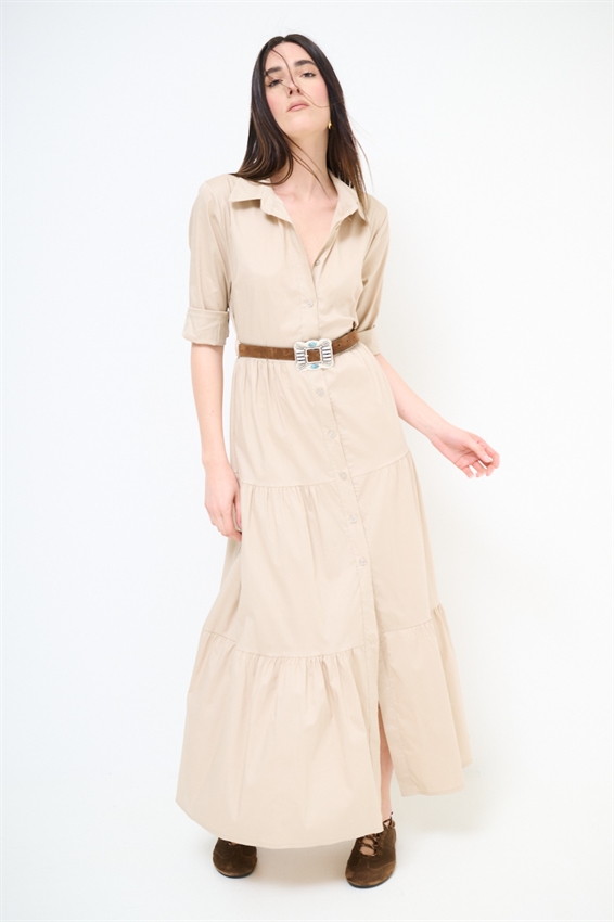 ABITO CHEMISIER LUNGO CON BALZE E MANICA A 3/4