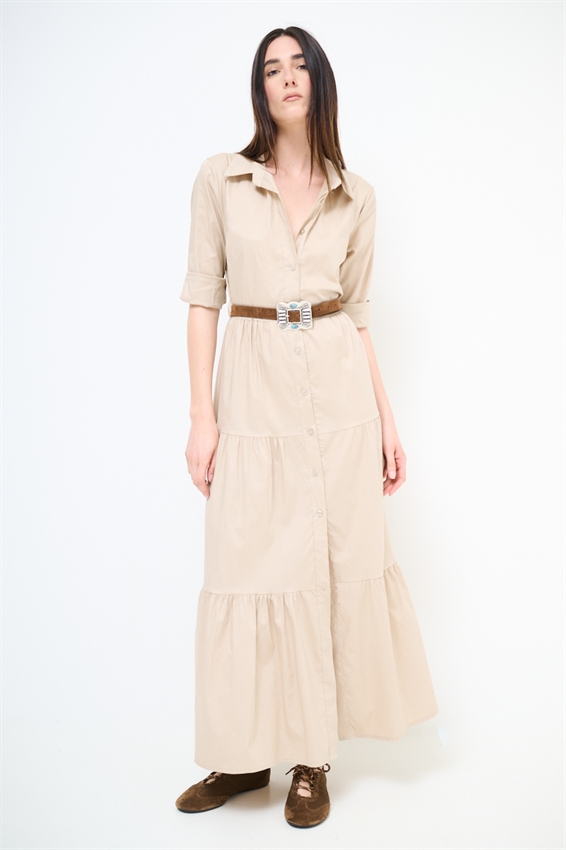 ABITO CHEMISIER LUNGO CON BALZE E MANICA A 3/4