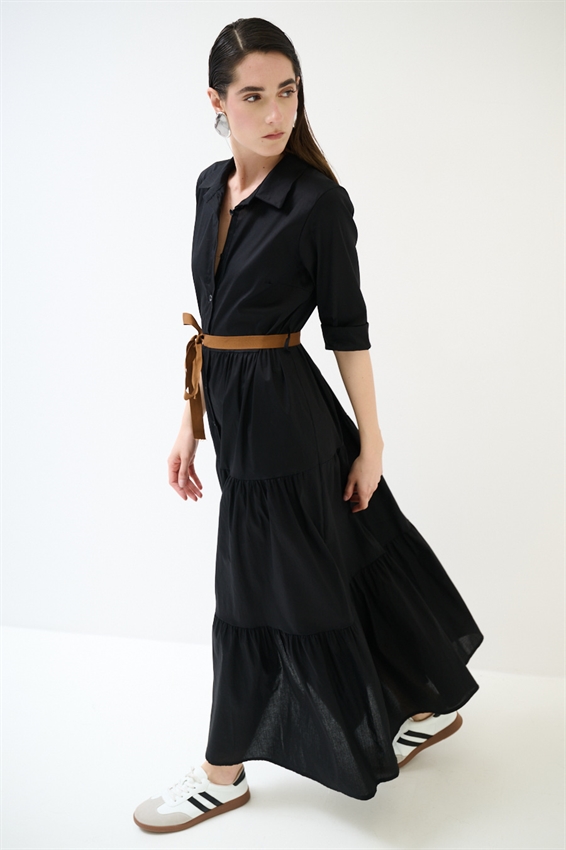 ABITO CHEMISIER LUNGO CON BALZE E MANICA A 3/4