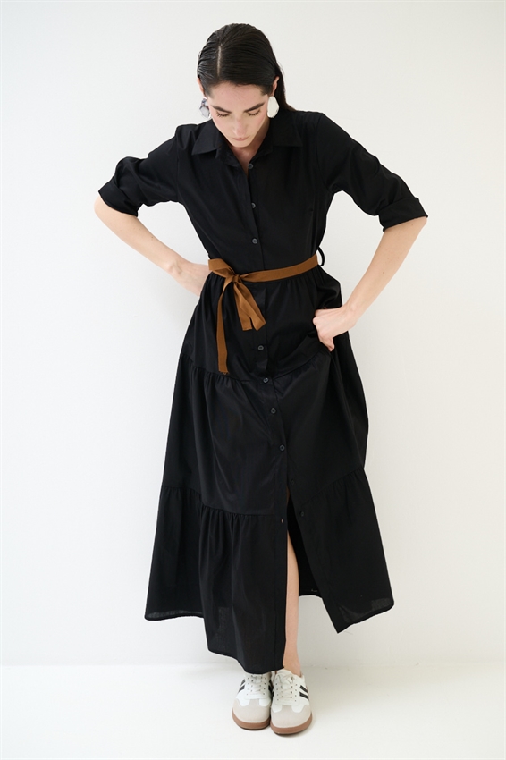 ABITO CHEMISIER LUNGO CON BALZE E MANICA A 3/4