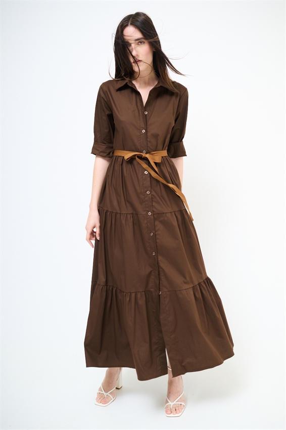 ABITO CHEMISIER LUNGO CON BALZE E MANICA A 3/4