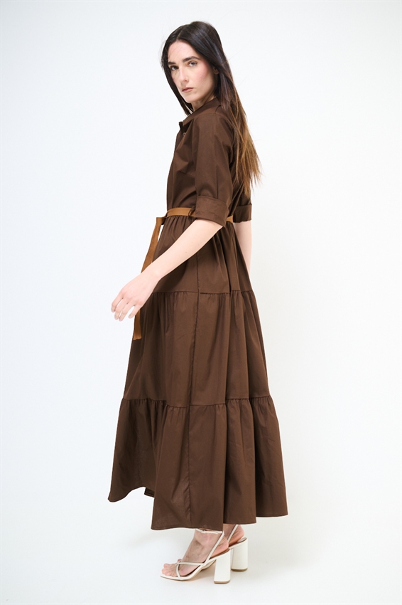 ABITO CHEMISIER LUNGO CON BALZE E MANICA A 3/4 MORO