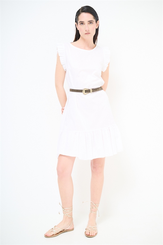 ABITO CORTO CON BALZA SUL FONDO BIANCO