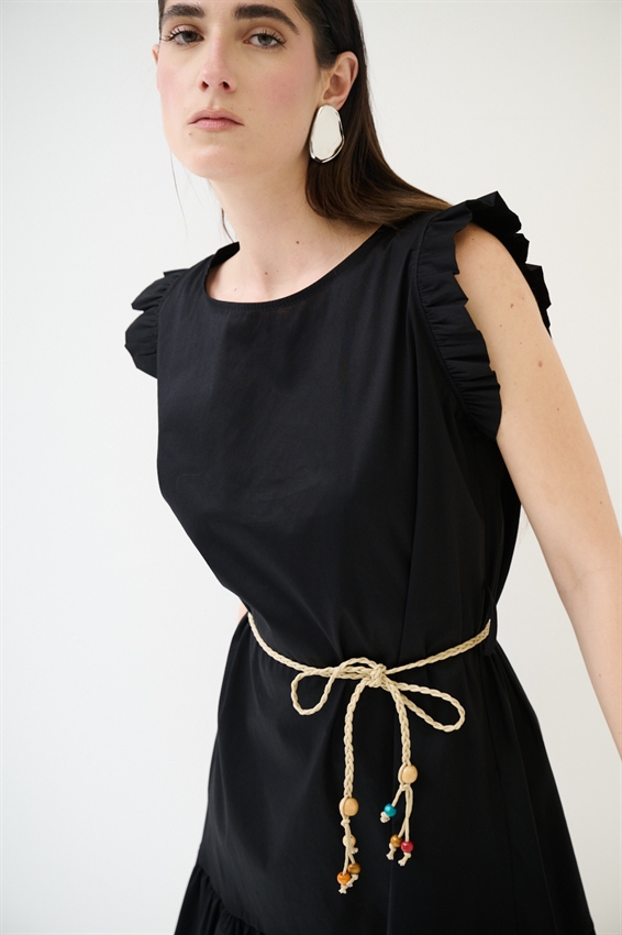 ABITO CORTO CON BALZA SUL FONDO NERO