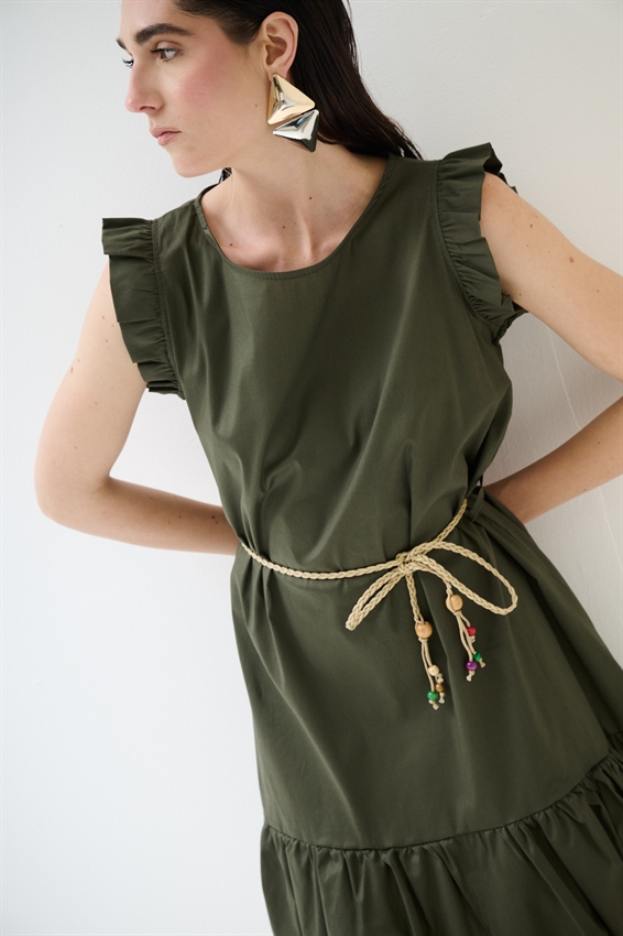 ABITO CORTO CON BALZA SUL FONDO VERDE MILITARE