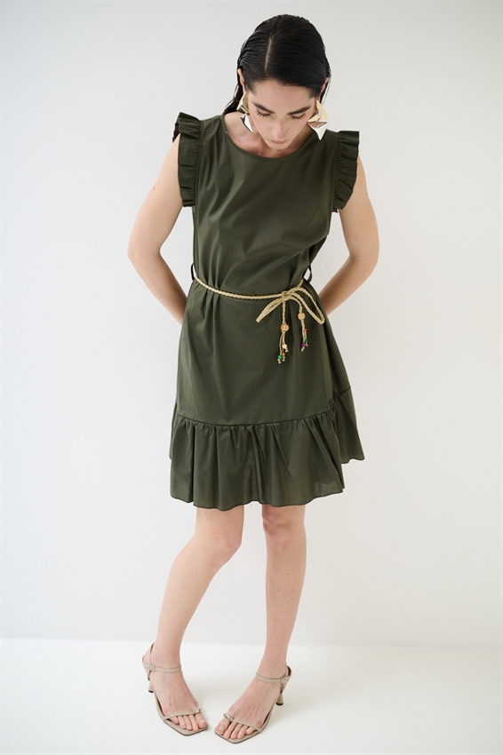 ABITO CORTO CON BALZA SUL FONDO VERDE MILITARE