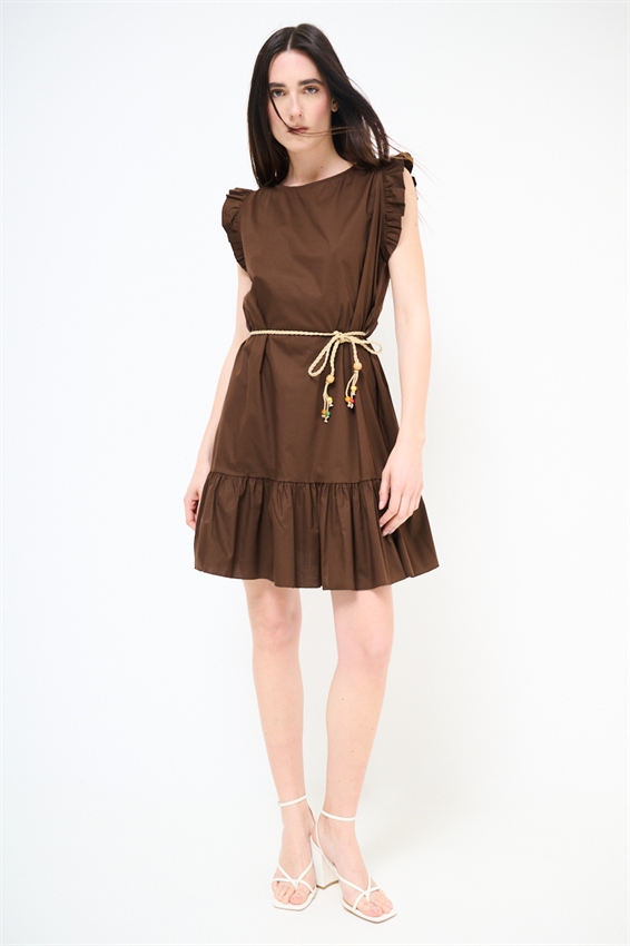 ABITO CORTO CON BALZA SUL FONDO MORO