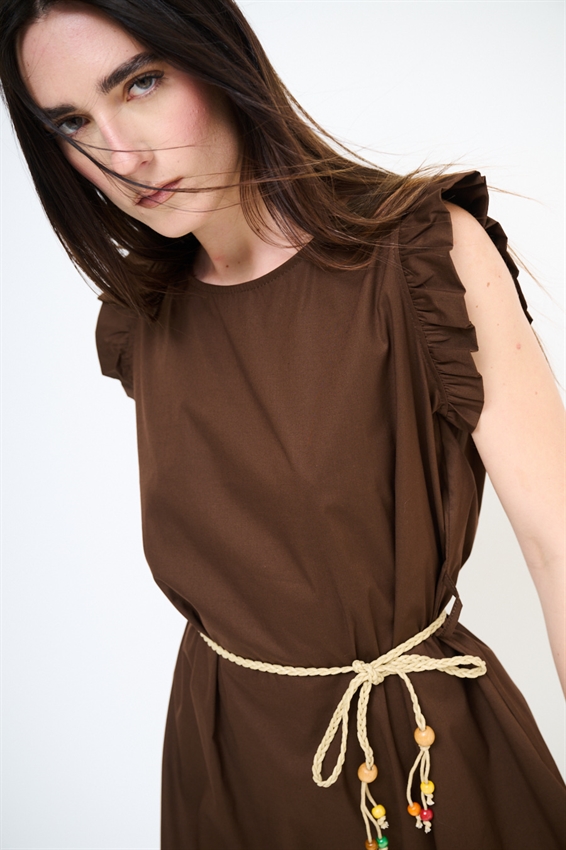 ABITO CORTO CON BALZA SUL FONDO MORO