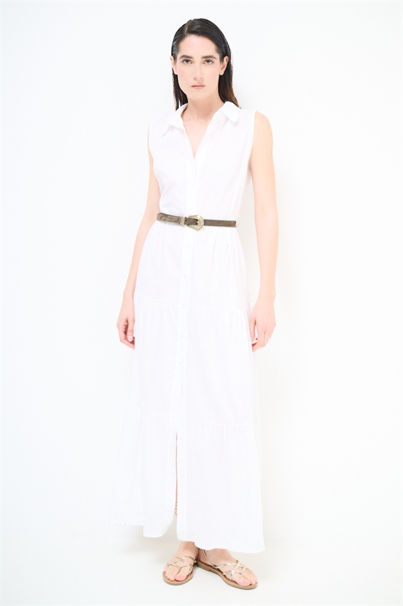 ABITO CHEMISIER LUNGO SMANICATO A BALZE BIANCO