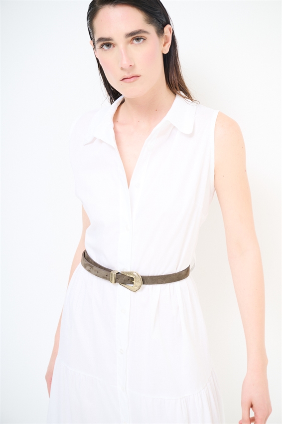 ABITO CHEMISIER LUNGO SMANICATO A BALZE BIANCO