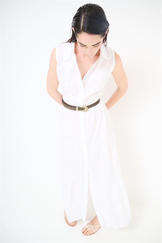 ABITO CHEMISIER LUNGO SMANICATO A BALZE BIANCO