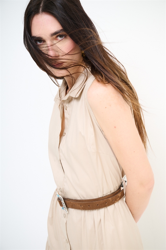 ABITO CHEMISIER LUNGO SMANICATO A BALZE BEIGE