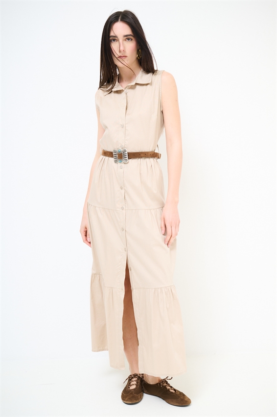 ABITO CHEMISIER LUNGO SMANICATO A BALZE BEIGE