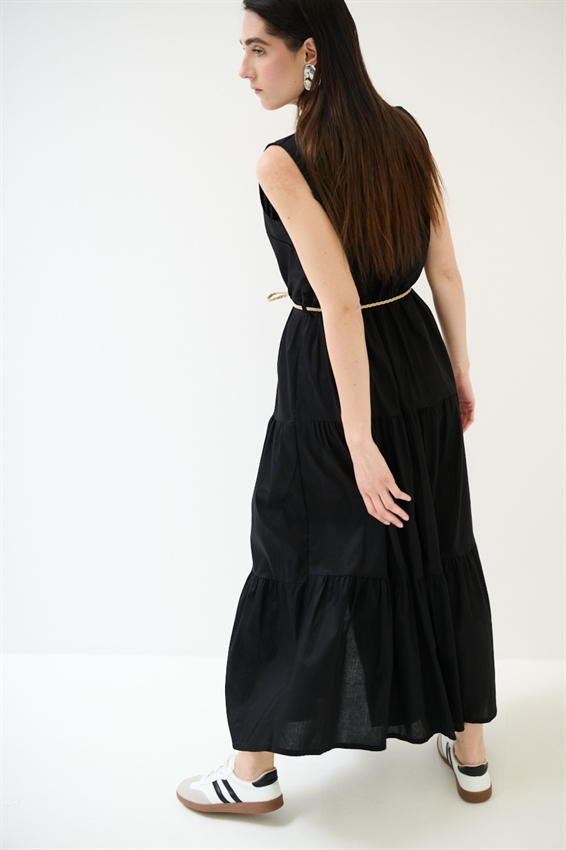 ABITO CHEMISIER LUNGO SMANICATO A BALZE NERO