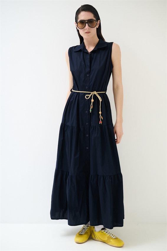 ABITO CHEMISIER LUNGO SMANICATO A BALZE BLU