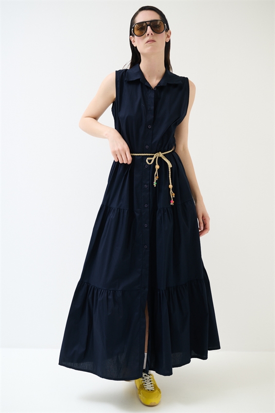 ABITO CHEMISIER LUNGO SMANICATO A BALZE BLU