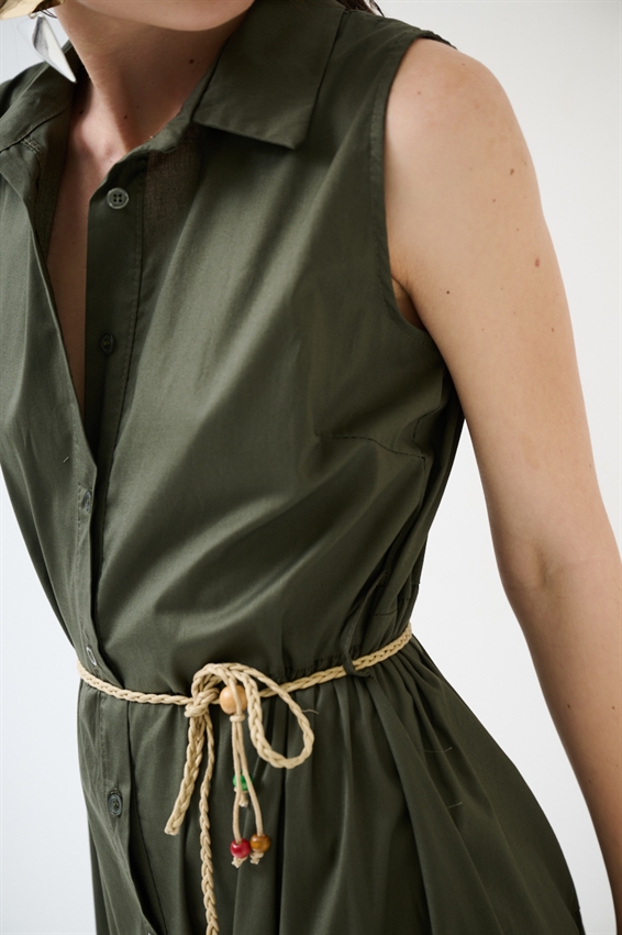 ABITO CHEMISIER LUNGO SMANICATO A BALZE VERDE MILITARE