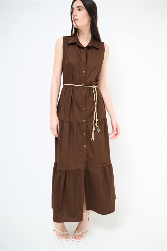 ABITO CHEMISIER LUNGO SMANICATO A BALZE MORO