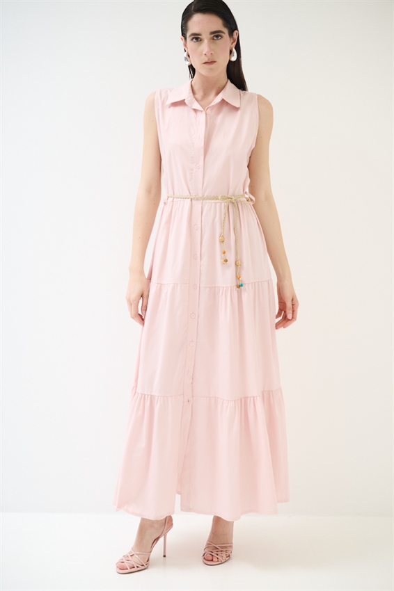 ABITO CHEMISIER LUNGO SMANICATO A BALZE ROSA