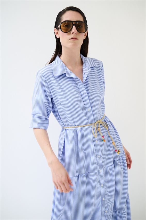 ABITO CHEMISIER LUNGO A QUADRETTI CON BALZE