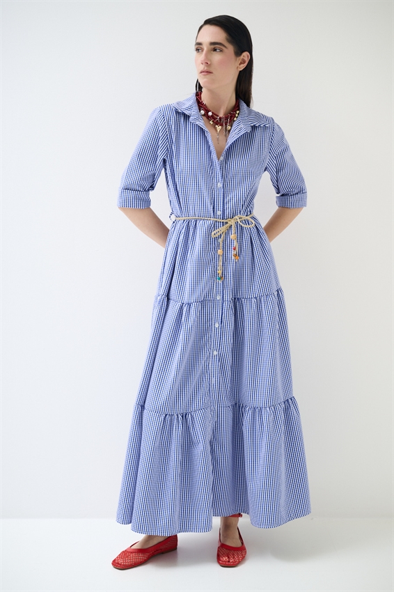 ABITO CHEMISIER LUNGO A QUADRETTI CON BALZE