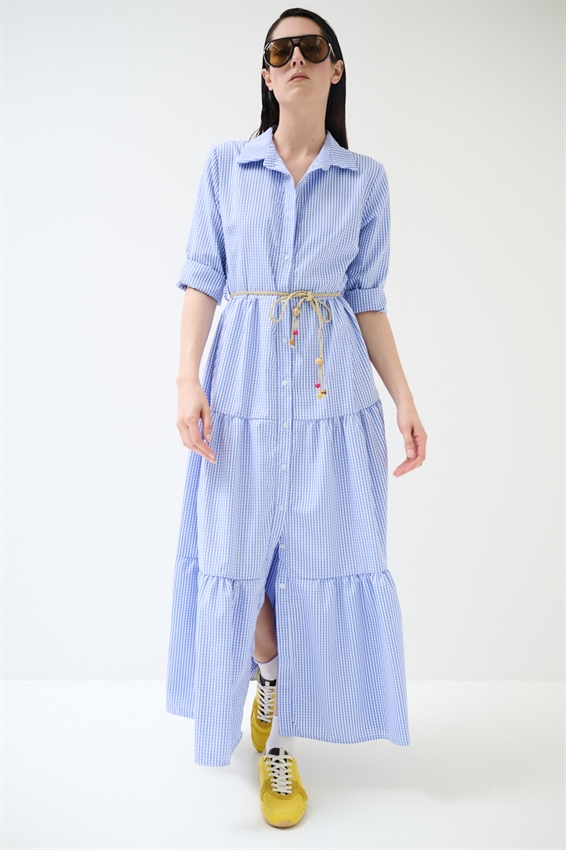 ABITO CHEMISIER LUNGO A QUADRETTI CON BALZE